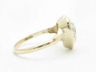 10k Yellow Gold White Zircon Heart Design Vintage Estate Hand Made Ring 4