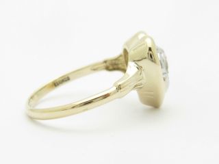 10k Yellow Gold White Zircon Heart Design Vintage Estate Hand Made Ring 5
