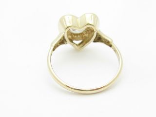 10k Yellow Gold White Zircon Heart Design Vintage Estate Hand Made Ring 6