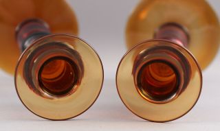 Pair Vintage Mid - 20thC Pairpoint Amber Glass,  Historic England,  Candlestick 6