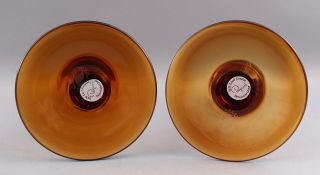 Pair Vintage Mid - 20thC Pairpoint Amber Glass,  Historic England,  Candlestick 7
