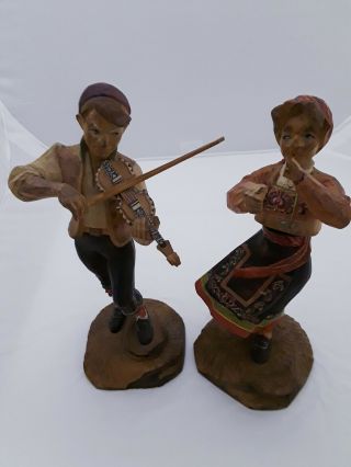 Hand Carved Vintage Man And Woman Made In Norway