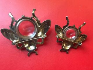 Vintage Trifari Sterling Silver Alfred Philippe Lucite Jelly Belly Bees Set 5