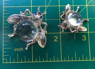 Vintage Trifari Sterling Silver Alfred Philippe Lucite Jelly Belly Bees Set 6