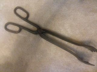 Vintage Cast Iron Coal Ember Tongs Fireplace Blacksmith Tool 14 "