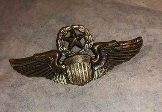 Wwii Era Sterling Silver Command Pilot Star Wings Badge 3 Inch Pin Aaf