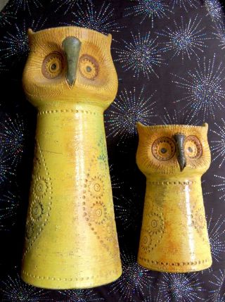 Vintage Owl Pair (2) Rosenthal Netter Owl Bitossi Owl Italy Eclectic Cool