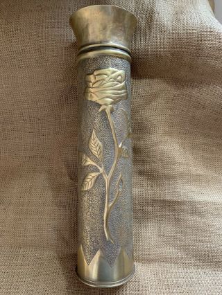 Wwii Trench Art 75mm Shell With Ornate Tooling