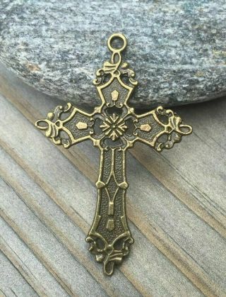 Aamar Djinn Ancient Gothic Bronze Cross Pendant Metaphysical Very Rare Spirit