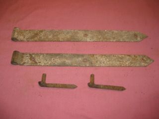 2 Vintage Hand Forged Barn Hinges Or Straps 20 " & 19.  5 " Long And 2 Pins Pre - Owned