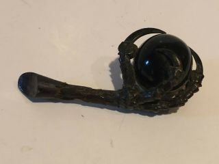 Antique Steampunk Gothic Mourning Taxidermy Raven Talon Claws & Glass Ball Pin