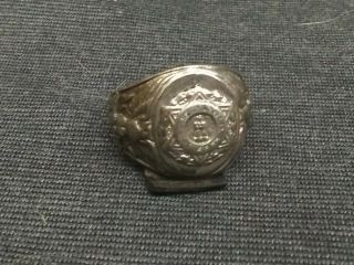 Rare Wwii Era Us Jewish War Veteran Sterling Silver Ring Sz.  9.  5,  14 Gms