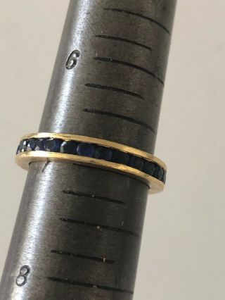 Vintage Stackable Sapphire Eternity Sz 6 3/4 Wedding Band 18k Gold 750 Gold 3.  5g