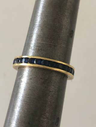 Vintage Stackable Sapphire Eternity Sz 6 3/4 Wedding Band 18k Gold 750 Gold 3.  5g 4