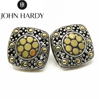 Nyjewel John Hardy 925 Sterling Silver 18k Gold Dot Jaisalmer Square Earrings