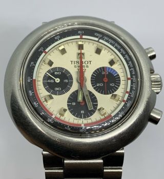 Vintage Tissot T12 Chronograph Stainless Watch Cal Lemania 873 1970 