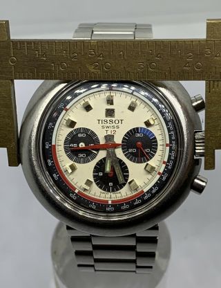 Vintage Tissot T12 Chronograph Stainless Watch cal Lemania 873 1970 ' s Mens 40505 2