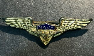 Wwii Vintage Us Navy Marines V - 5 Pilot Instructor Wings Sterling Gold Usmc