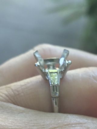 Antique Platinum Ring Mount w/ 4 Diamond Baguettes - 5 Grams - Scrap or Not 2