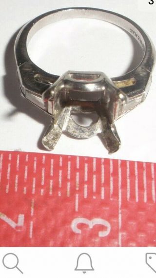 Antique Platinum Ring Mount w/ 4 Diamond Baguettes - 5 Grams - Scrap or Not 7