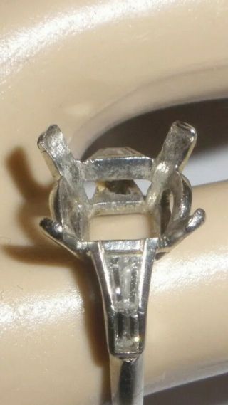 Antique Platinum Ring Mount w/ 4 Diamond Baguettes - 5 Grams - Scrap or Not 9