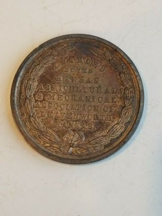 KANSAS AGRICULTURAL & MECHANICAL Award Medal 1874 Corn Rare Silver antique Case 11