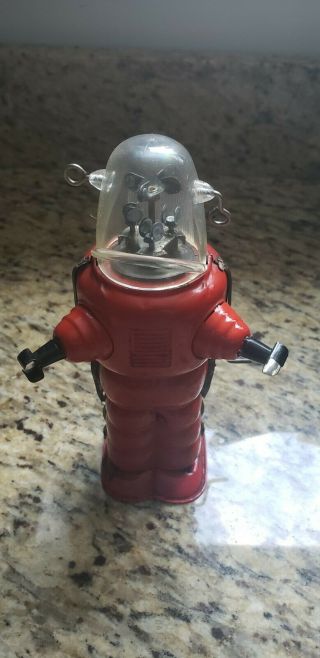 VINTAGE ROBBY THE ROBOT RED MECHANICAL WIND - UP - TIN TOYS ANTIQUE JAPAN 11