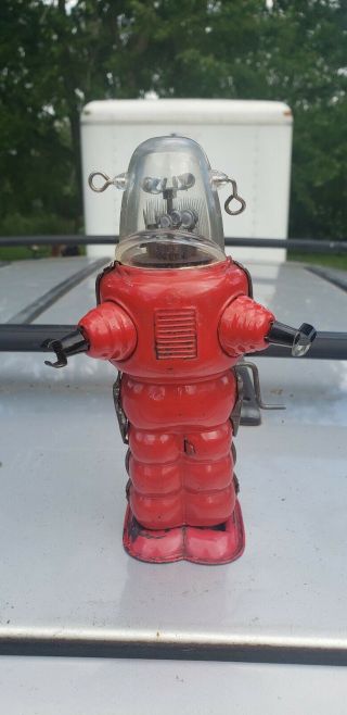 VINTAGE ROBBY THE ROBOT RED MECHANICAL WIND - UP - TIN TOYS ANTIQUE JAPAN 2