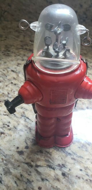 VINTAGE ROBBY THE ROBOT RED MECHANICAL WIND - UP - TIN TOYS ANTIQUE JAPAN 5