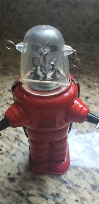 VINTAGE ROBBY THE ROBOT RED MECHANICAL WIND - UP - TIN TOYS ANTIQUE JAPAN 6