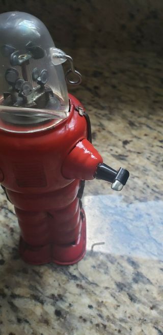 VINTAGE ROBBY THE ROBOT RED MECHANICAL WIND - UP - TIN TOYS ANTIQUE JAPAN 7