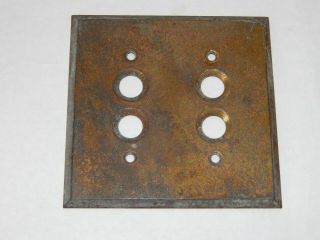 Vintage Brass Double Gang Push Button Switch Plate