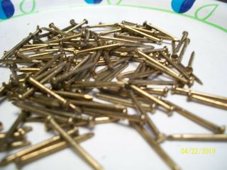 130 Vintage 3/4 " X 16 Brass Plated,  Round Dome Head Brad Nails Escutcheon Pins