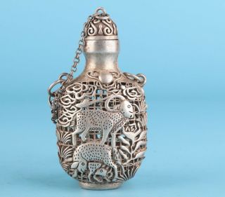 Unique Tibetan Silver Pendant Snuff Bottle Hollowed Sheep Mascot Decoration