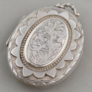 Antique Victorian Sterling Silver 1881 Large Aesthetic Locket
