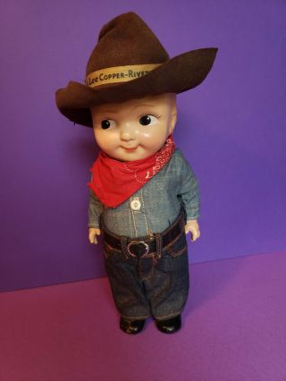 Antique Buddy Lee Advertising Doll In Rare Outfit And Brown Hat