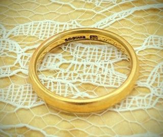 EXCEPTIONAL 1895 Antique 22k Gold Wedding Band by T.  B.  Starr 4.  6g 4