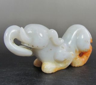 Certified Exquisite Hand - carved Elephant carving hetian jade statue B845 3