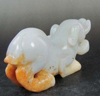 Certified Exquisite Hand - carved Elephant carving hetian jade statue B845 8