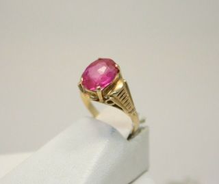 Unique Vintage 18k Yellow Gold 2.  0ct Oval Cut Ruby Ladies Ring 2.  3g Size 5