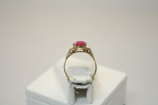 Unique Vintage 18K Yellow Gold 2.  0ct Oval cut Ruby Ladies Ring 2.  3g size 5 3