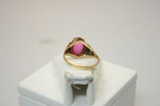 Unique Vintage 18K Yellow Gold 2.  0ct Oval cut Ruby Ladies Ring 2.  3g size 5 7