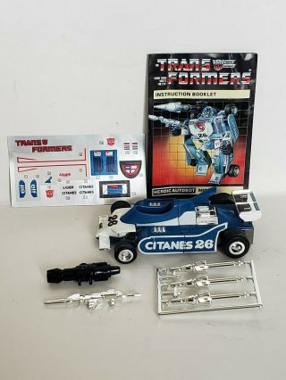 Transformers G1 Vintage Mirage Complete W/ Decal Sheet Minty