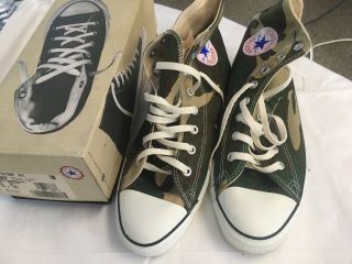 Rare Dead Stock Vintage Converse All - Star Camouflage Chuck Taylor Made Usa 10.  5