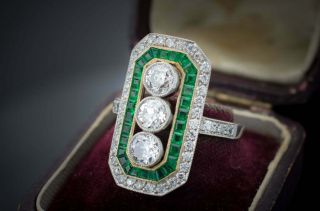 14k White Gold Cocktail Vintage Art Deco 1.  11 Ct Diamond Antique Engagement Ring