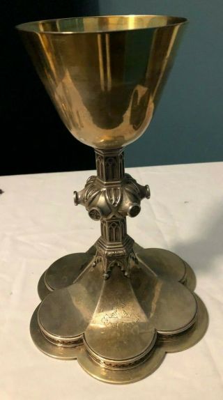 Gorgeous Rare Antique Catholic Church Altar Sterling Silver Gothic Chalice