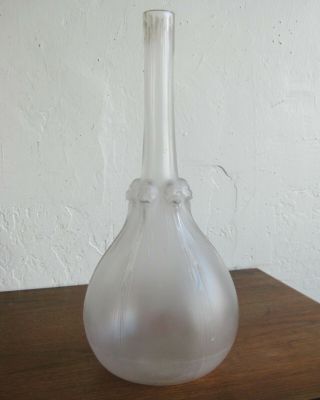 Antique Rene Lalique Six Tetes Frosted French Art Glass Liquor Decanter Carafe 10