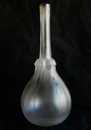 Antique Rene Lalique Six Tetes Frosted French Art Glass Liquor Decanter Carafe