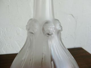 Antique Rene Lalique Six Tetes Frosted French Art Glass Liquor Decanter Carafe 2