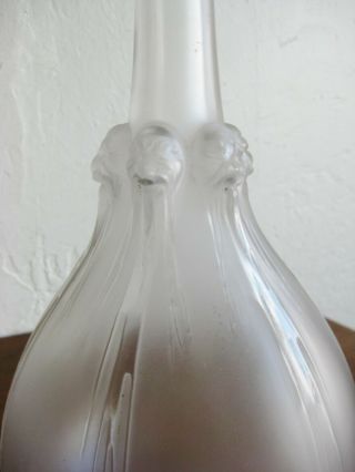 Antique Rene Lalique Six Tetes Frosted French Art Glass Liquor Decanter Carafe 8